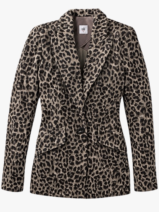 CAbi Jackets & Blazers - CAbi Leopard-Print Tailored Blazer in Taupe and Black Style #3373 Women’s Sz 0